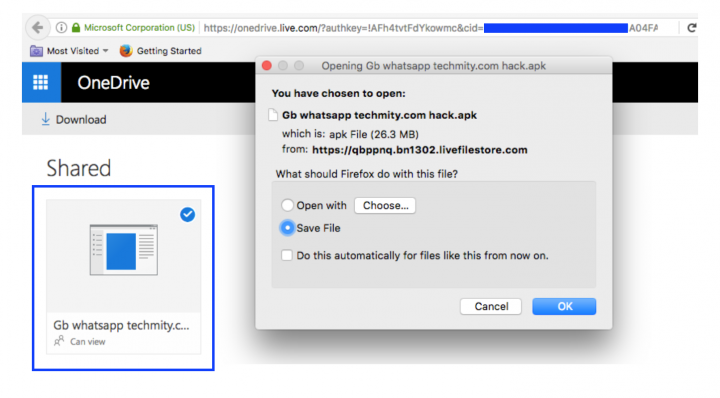 Figure 2: Fake WhatsApp Android Application