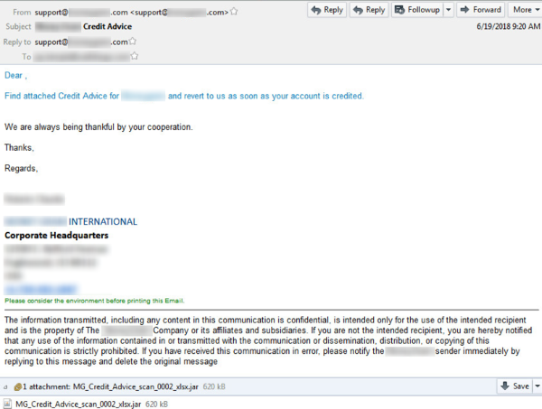 Figure 1. Sample of finance-themed spam email