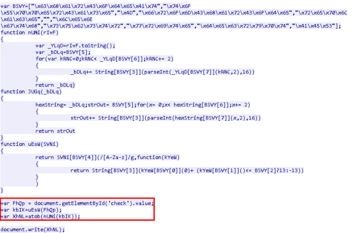 Figure 3. Decryption routine used in the scam