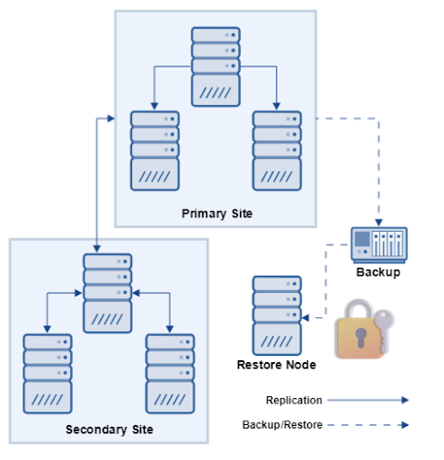 Diagram showing the setup of a stand-alone cluster member (Restore Node).