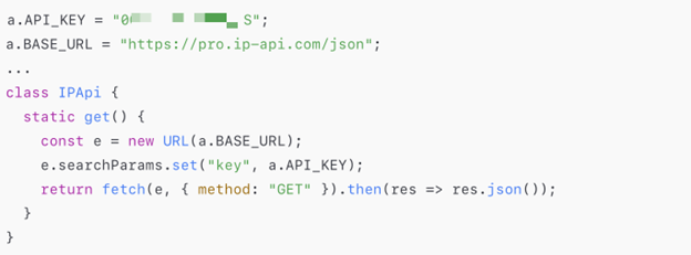 Figure 8. Exposed geolocation API key.