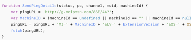 Figure 4. SendPingDetails function transmits a MachineID and other details over HTTP